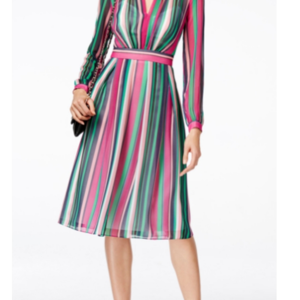 NWT Anne Klein Striped Sheer Orchid Dress Combo